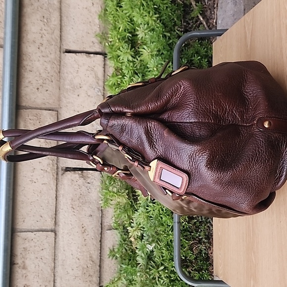 Prada Milano Green Nylon and Brown Leather Hobo Shoulder Bag with Gold hardware - Picture 4 of 16